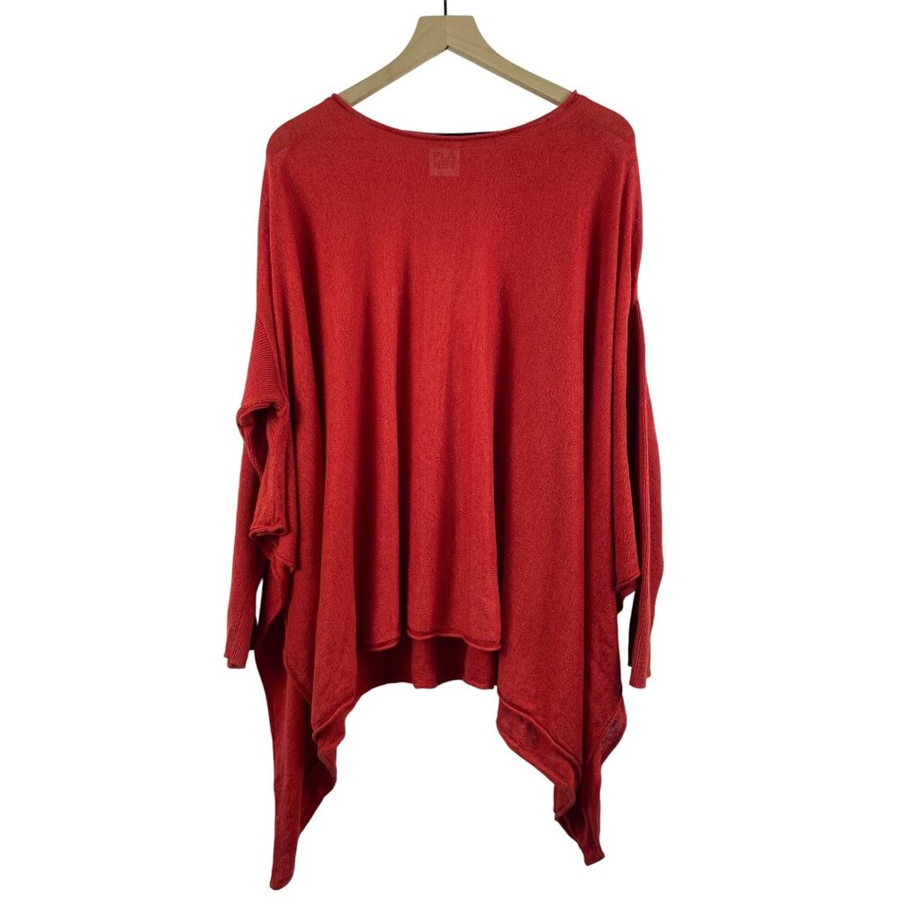 Planet by Lauren G Women's One Size Asymmetrical Linen Dolman Sleeve Swing Tunic